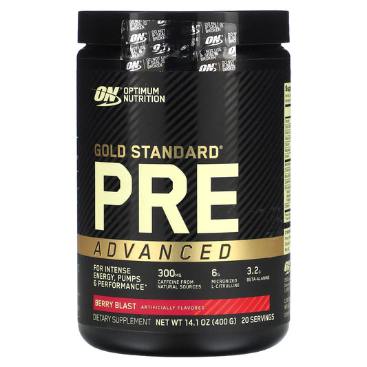 Optimum Nutrition, Gold Standard® Pre Advanced, Berry Blast, 14.1 oz (400 g) - Image 1