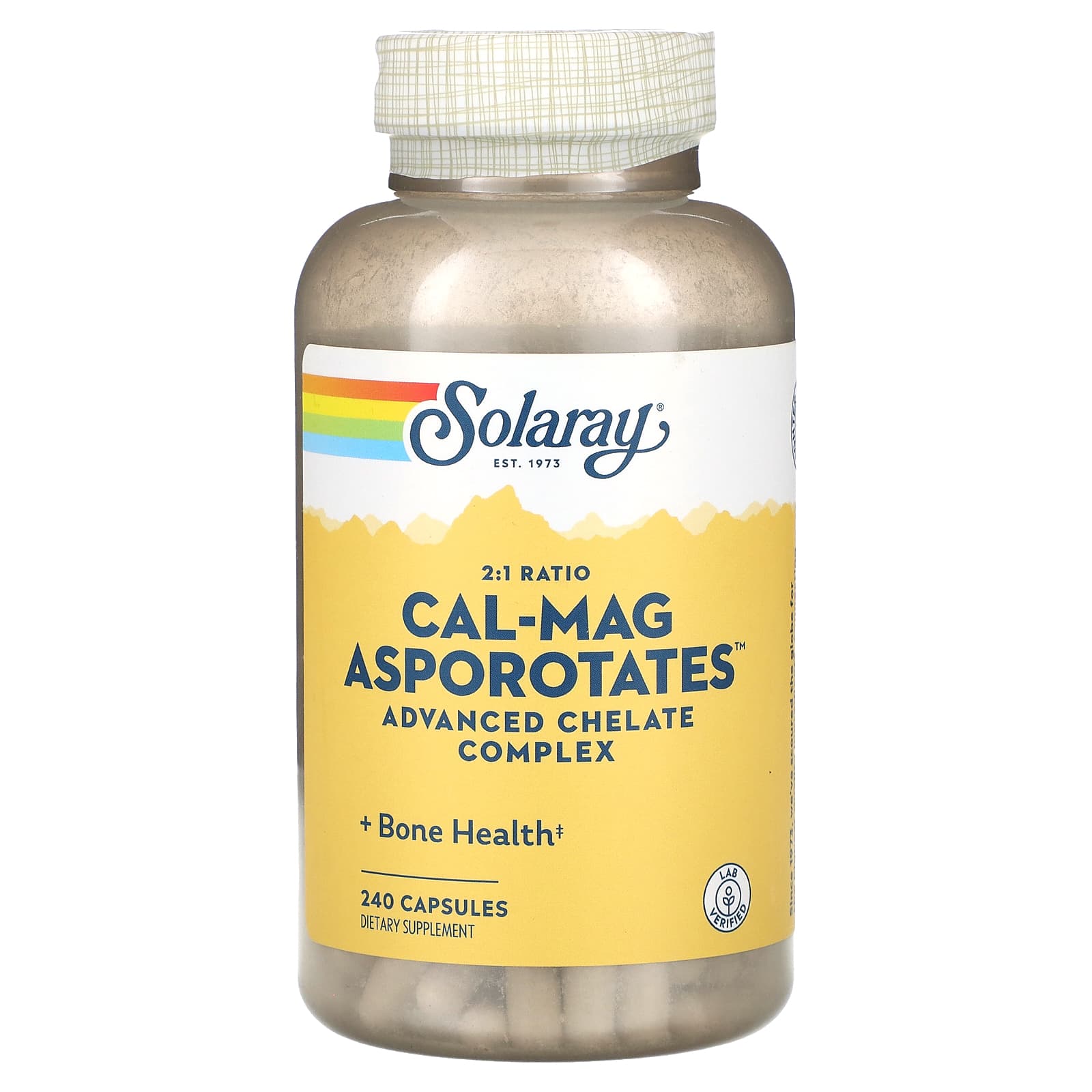 Solaray, 2:1 Ratio Cal-Mag Asporotates, 240 Capsules - Image 1