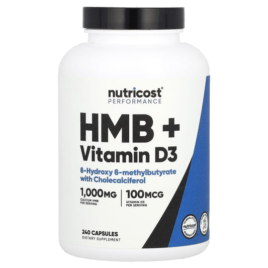 Nutricost, Performance, HMB + Vitamin D3, 240 Capsules - Image 1