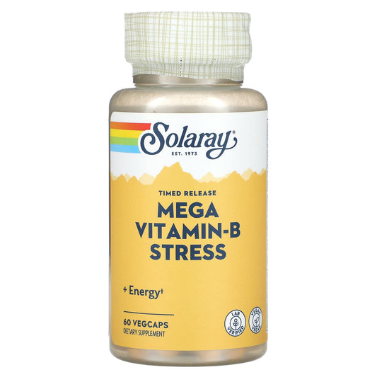 Solaray, Timed Release, Mega Vitamin-B Stress, 60 VegCaps - Image 1