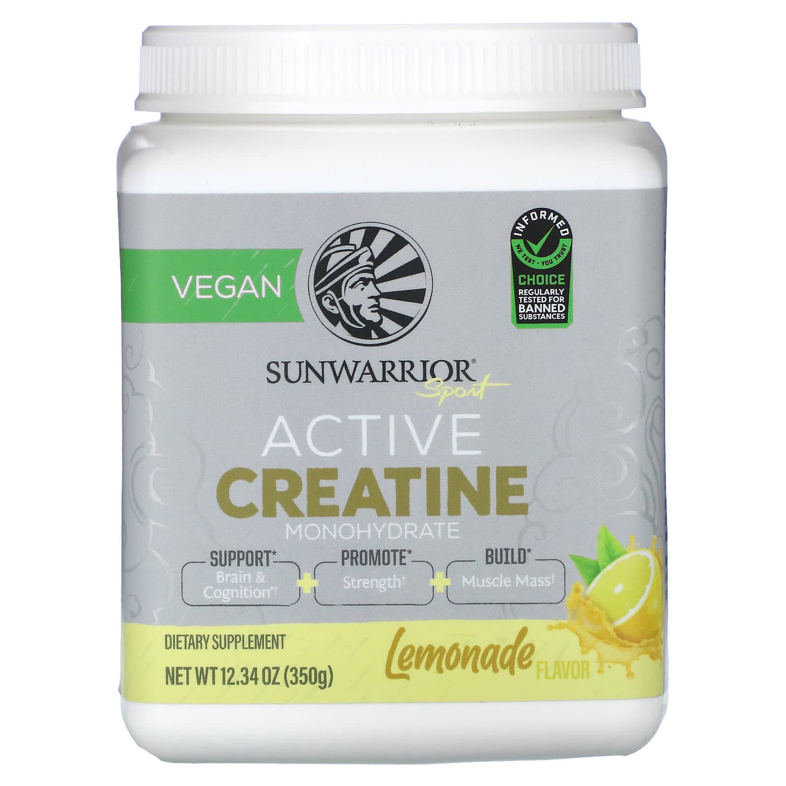 Sunwarrior, Sport, Active Creatine Monohydrate, Lemonade , 12.34 oz (350 g) - Image 1