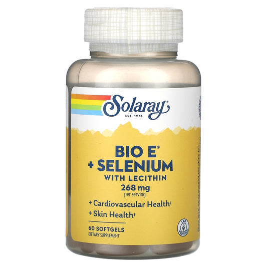 Solaray, Bio E + Selenium with Lecithin, 60 Softgels - Image 1