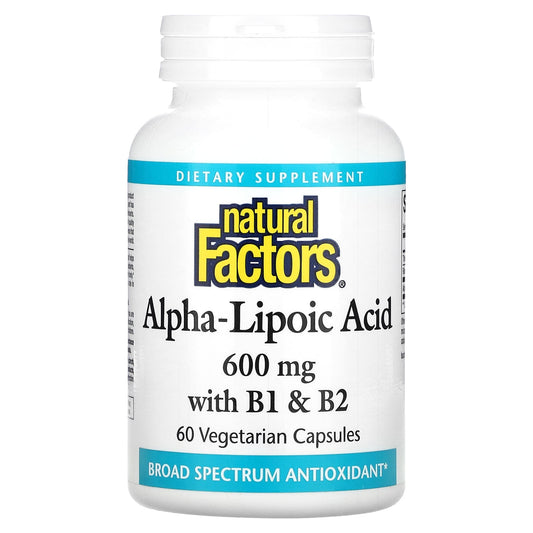 Natural Factors, Alpha-Lipoic Acid with B1 & B2, 600 mg, 60 Vegetarian Capsules - Image 1
