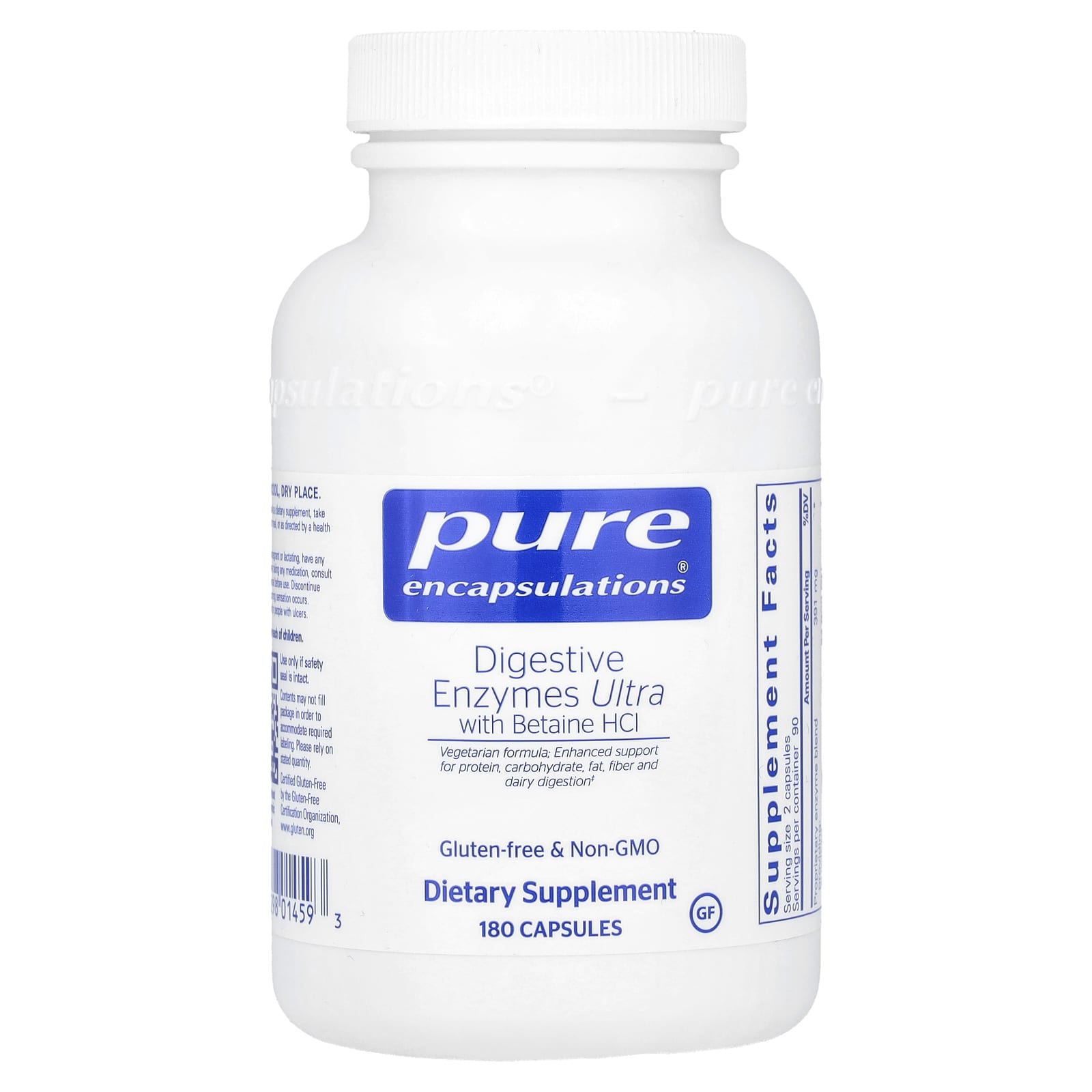 Pure Encapsulations, Digestive Enzymes Ultra with Betaine HCl, 180 Capsules - Image 1