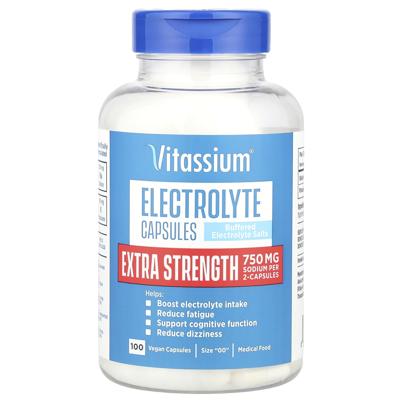 Vitassium, Electrolyte Capsules, Extra Strength, Size "00", 100 Vegan Capsules - Image 1