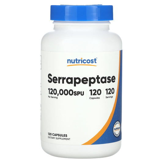 Nutricost, Serrapeptase, 60 mg (120,000 SPU), 120 Capsules - Image 1