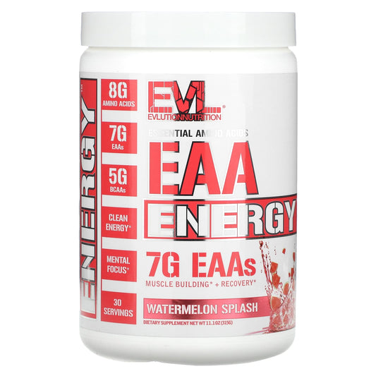 EVLution Nutrition EAA Energy Watermelon Splash, Muscle Recovery & Clean Energy - Image 1