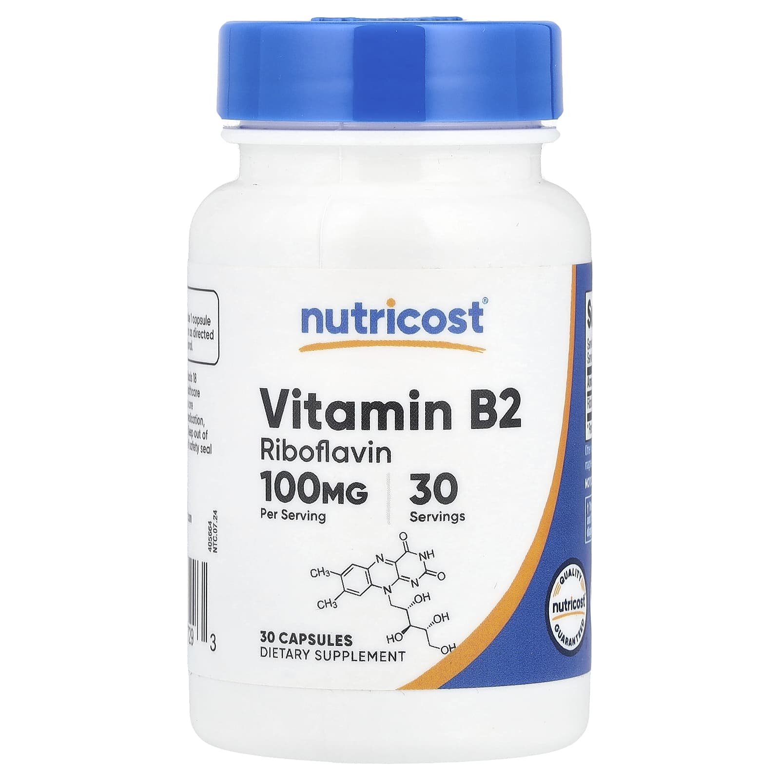 Nutricost, Vitamin B2, 100 mg, 30 Capsules - Image 1