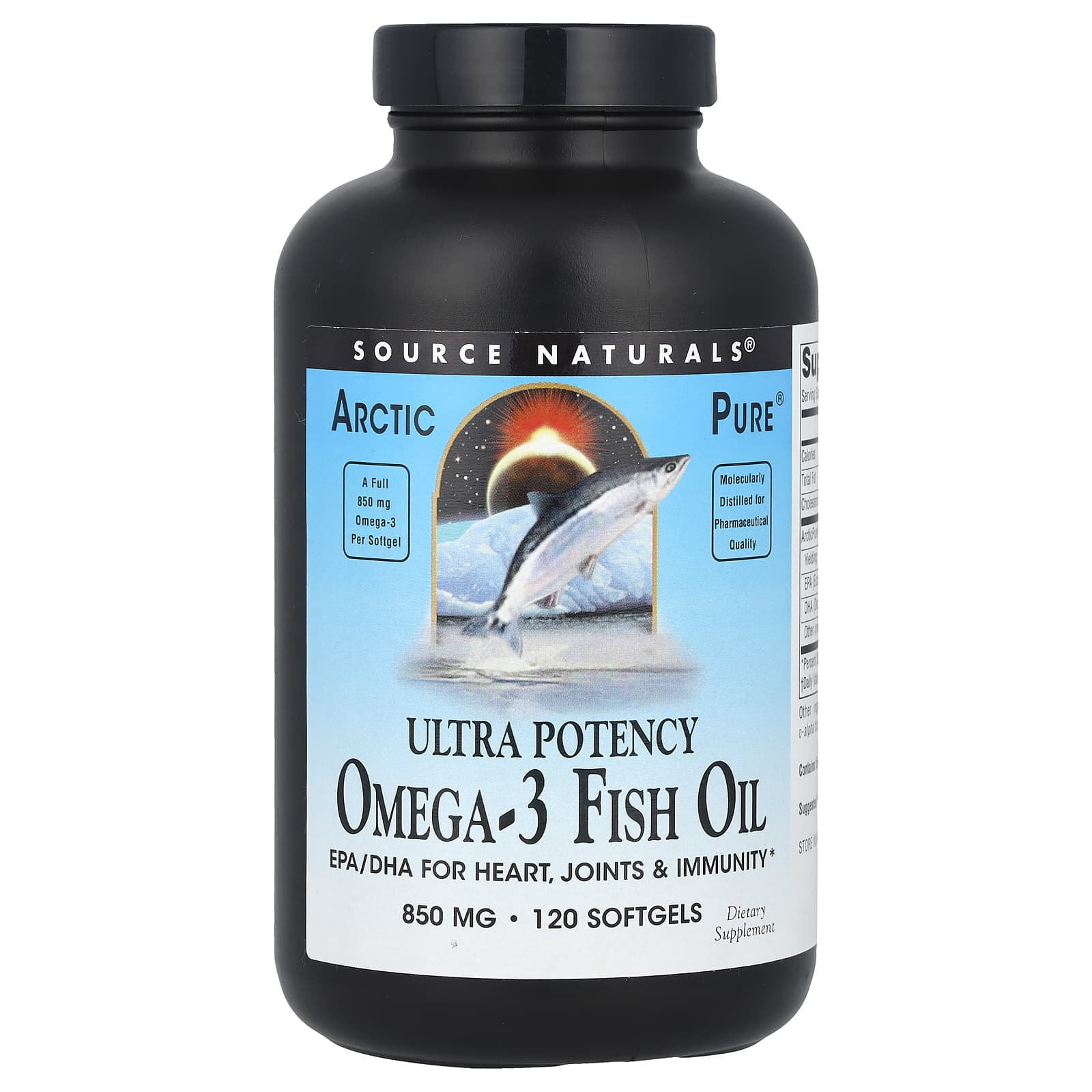 Source Naturals, Arctic Pure®, Ultra Potency Omega-3 Fish Oil, 850 mg, 120 Softgels - Image 1
