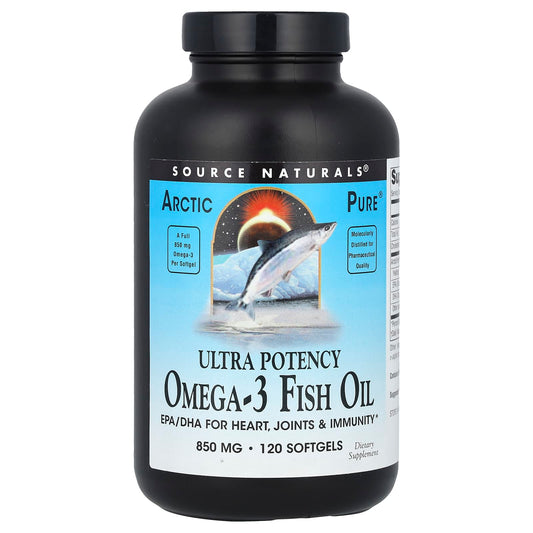 Source Naturals, Arctic Pure®, Ultra Potency Omega-3 Fish Oil, 850 mg, 120 Softgels - Image 1