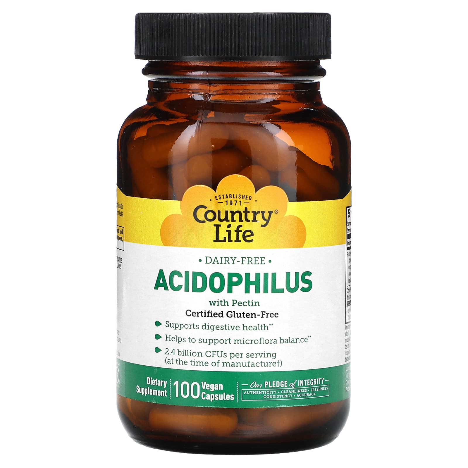 Country Life Acidophilus Probiotics, 100 Vegan Capsules | Digestive Health Support - Image 1