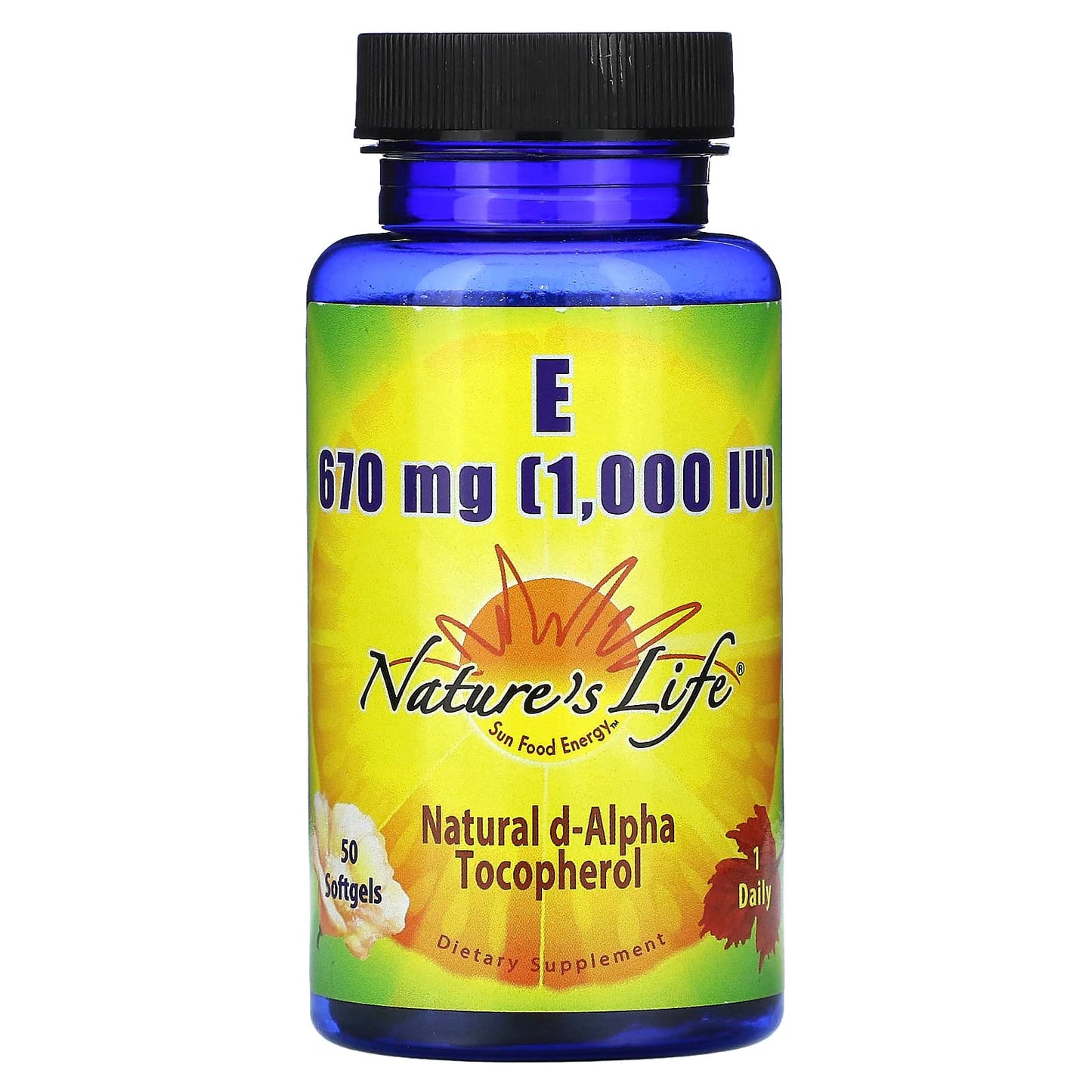 Nature's Life, Vitamin E, 670 mg (1,000 IU), 50 Softgels - Image 1