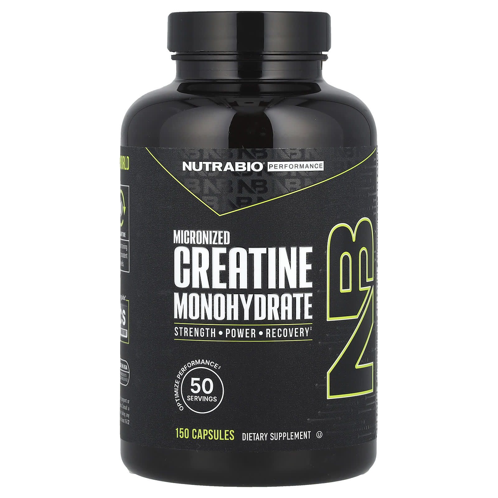 NutraBio, Performance, Micronized Creatine Monohydrate, 150 Capsules (833 mg per Capsule) - Image 1