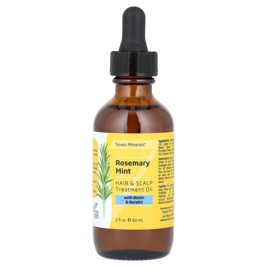 Seven Minerals, Rosemary Mint, Hair & Scalp Treatment Oil, With Biotin & Keratin , 2 fl oz (60 ml) - Image 1