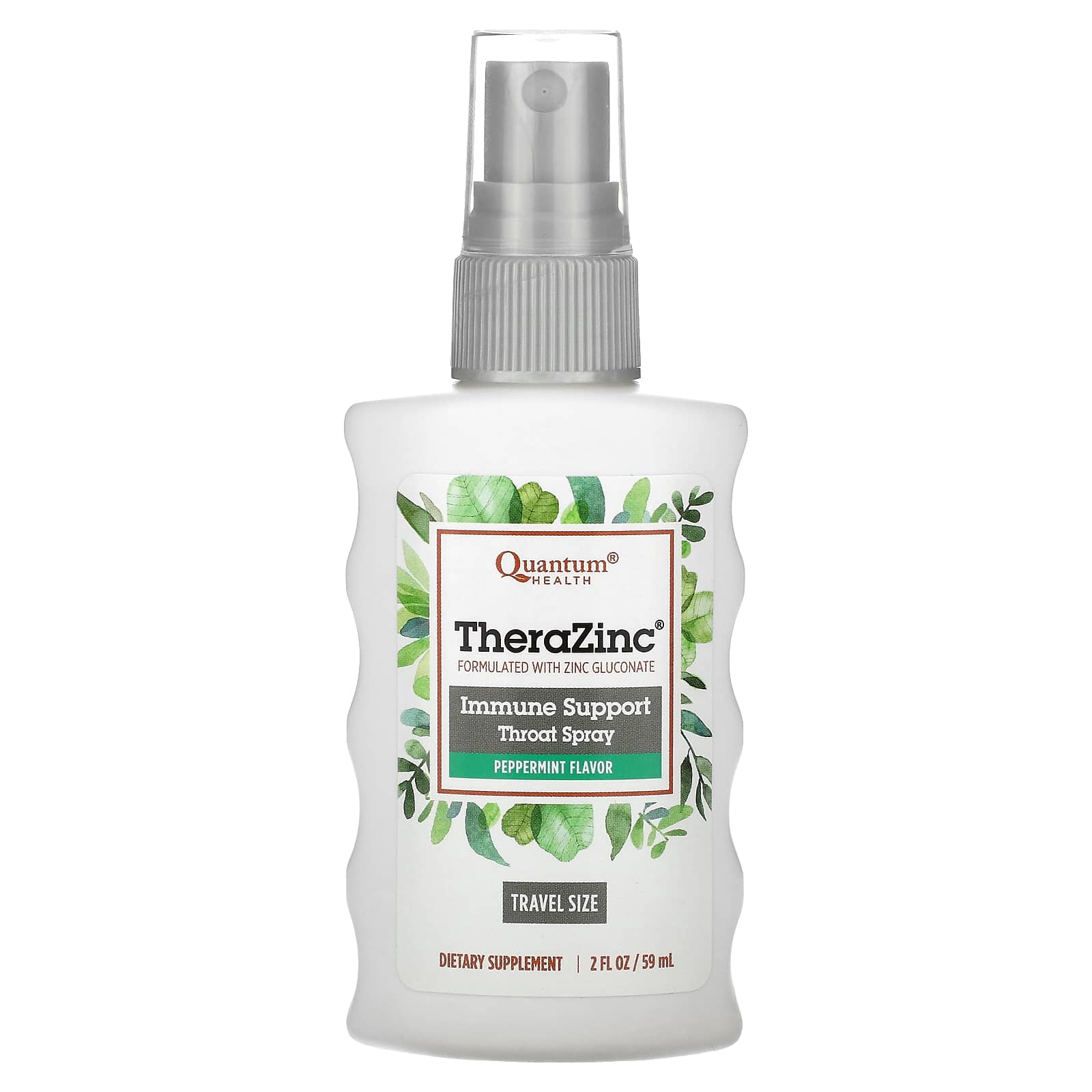 Quantum Health, TheraZinc, Immune Support Throat Spray, Peppermint, 7.4 mg, 2 fl oz (59 ml) - Image 1