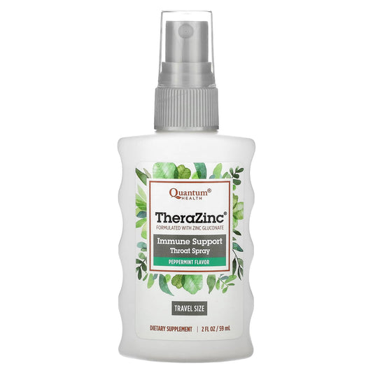 Quantum Health, TheraZinc, Immune Support Throat Spray, Peppermint, 7.4 mg, 2 fl oz (59 ml) - Image 1