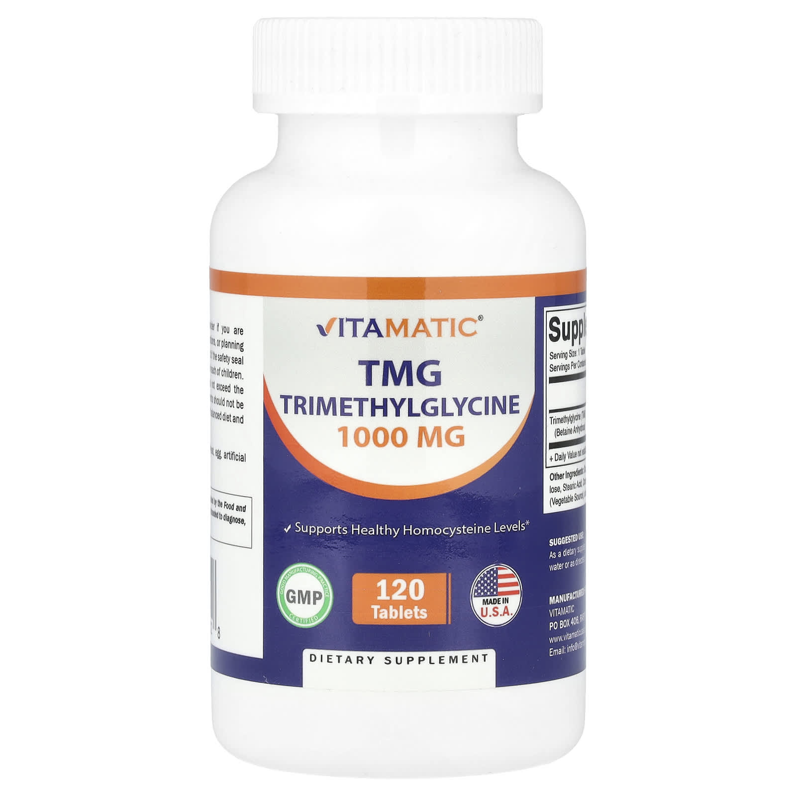 Vitamatic, TMG, 1,000 mg, 120 Tablets - Image 1