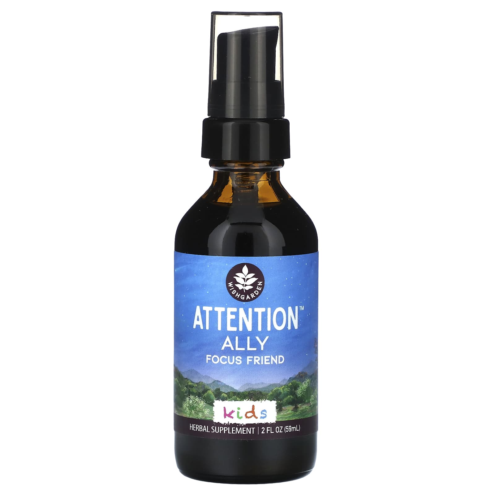 WishGarden Herbs, Kids, Attention Ally Focus Friend, 2 fl oz (59 ml) - Image 1