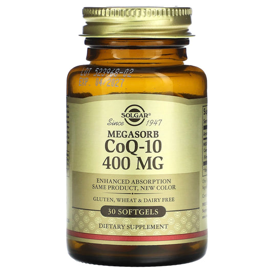 Solgar, Megasorb CoQ-10, 400 mg, 30 Softgels - Image 1