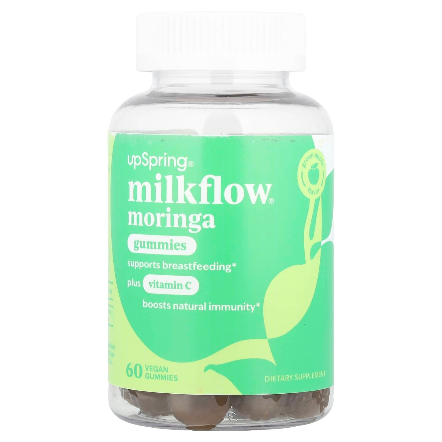 UpSpring, Milkflow®, Moringa Gummies Plus Vitamin C, Green Apple, 60 Vegan Gummies - Image 1