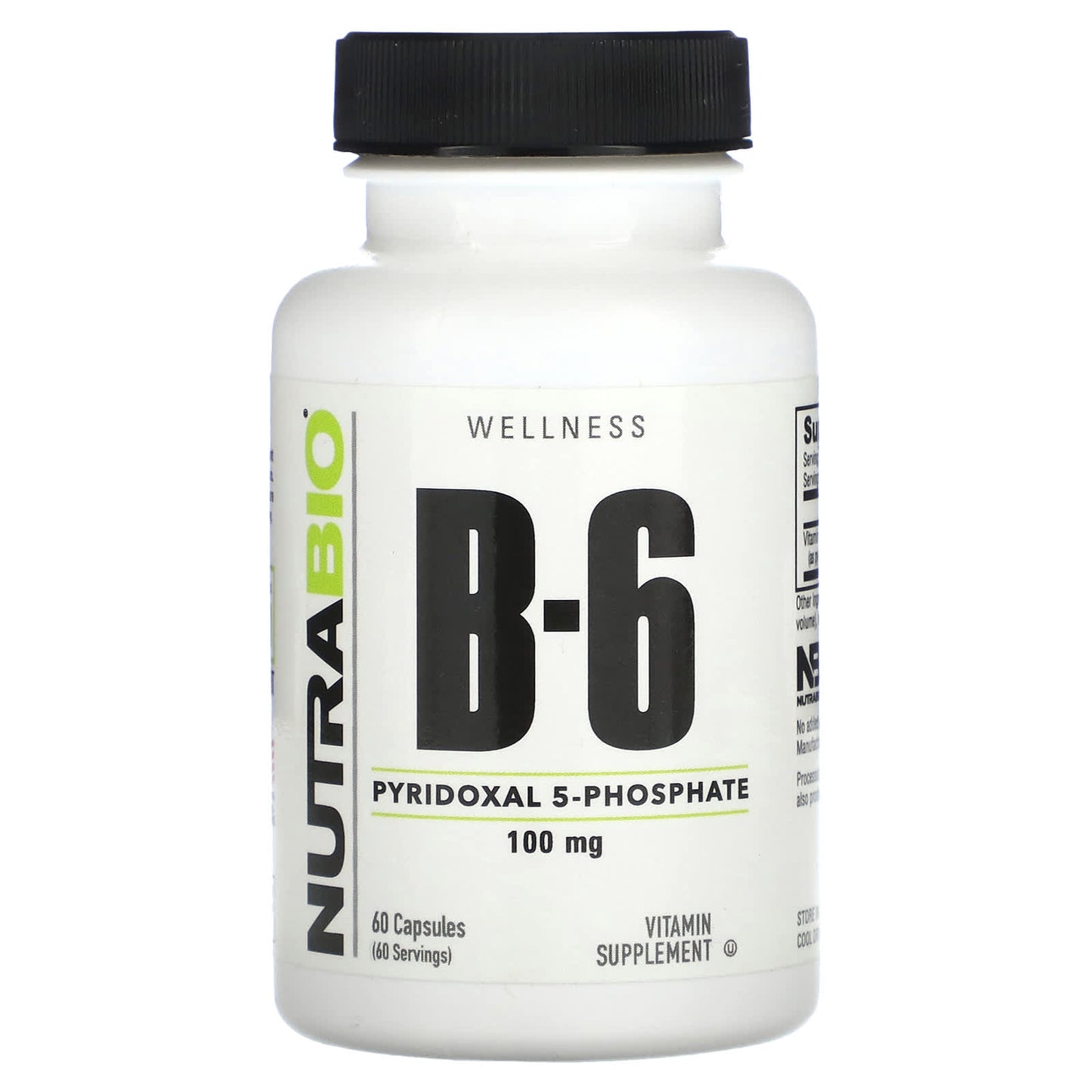 NutraBio, B-6, 100 mg, 60 Capsules - Image 1