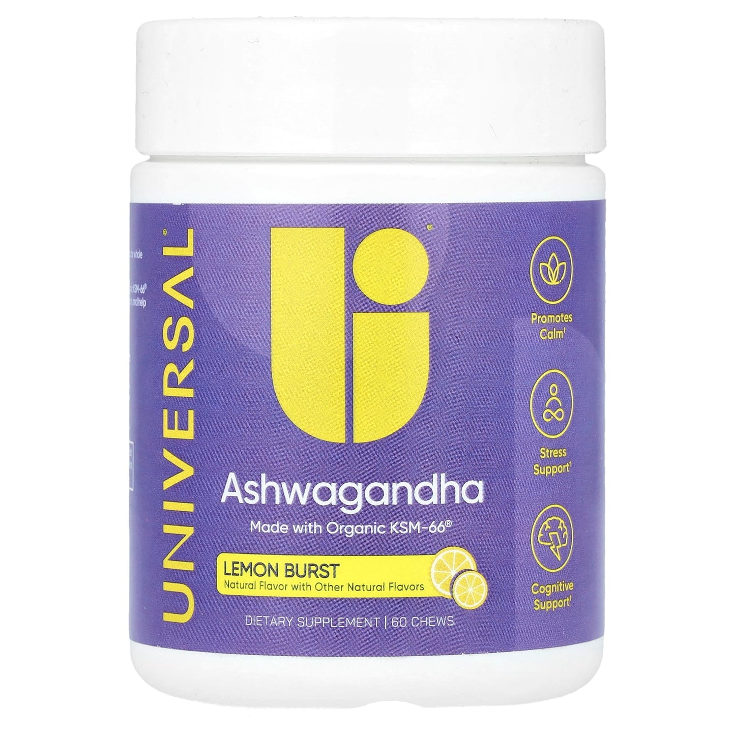 Universal U, Ashwagandha, Lemon Burst, 60 Chews - Image 1