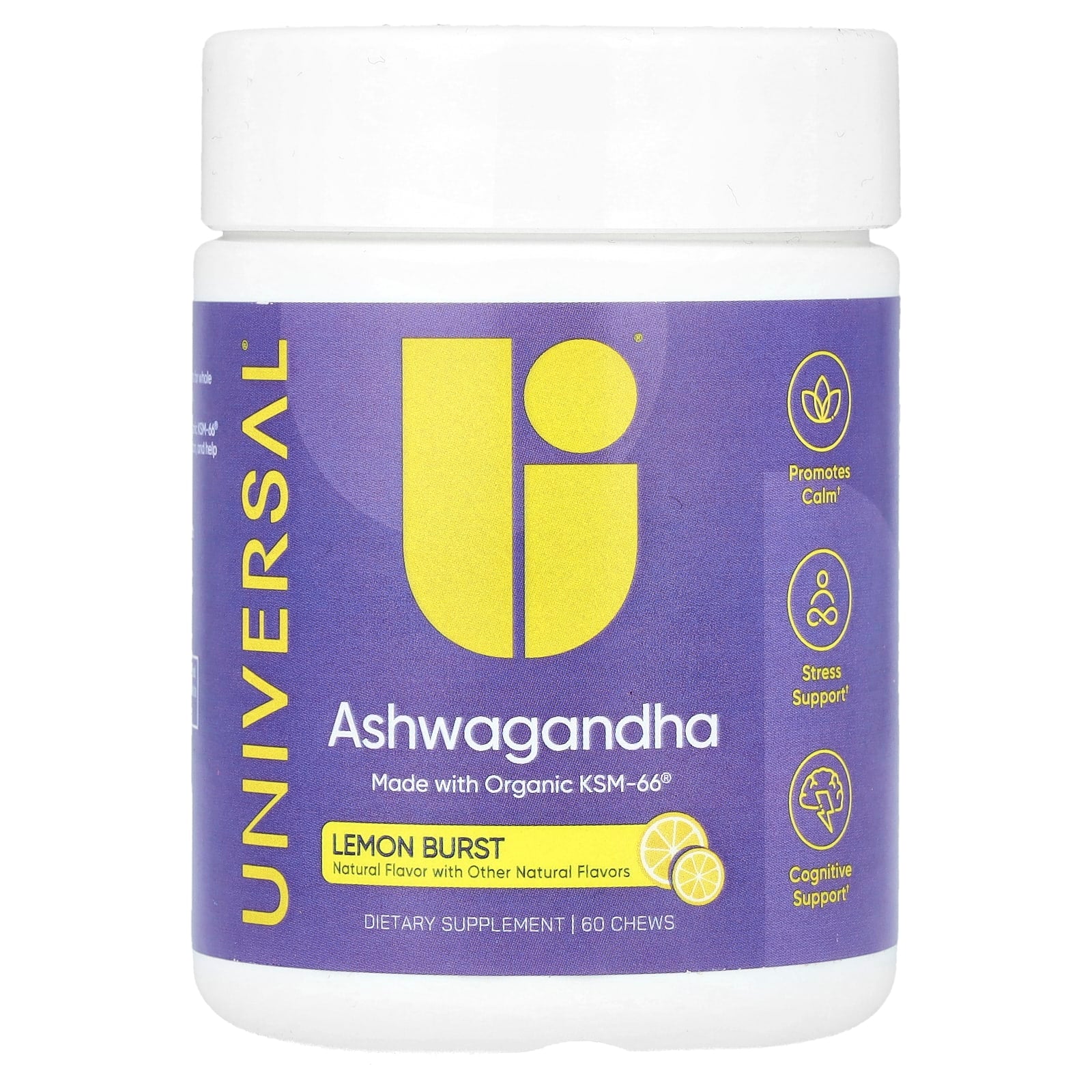Universal U, Ashwagandha, Lemon Burst, 60 Chews - Image 1