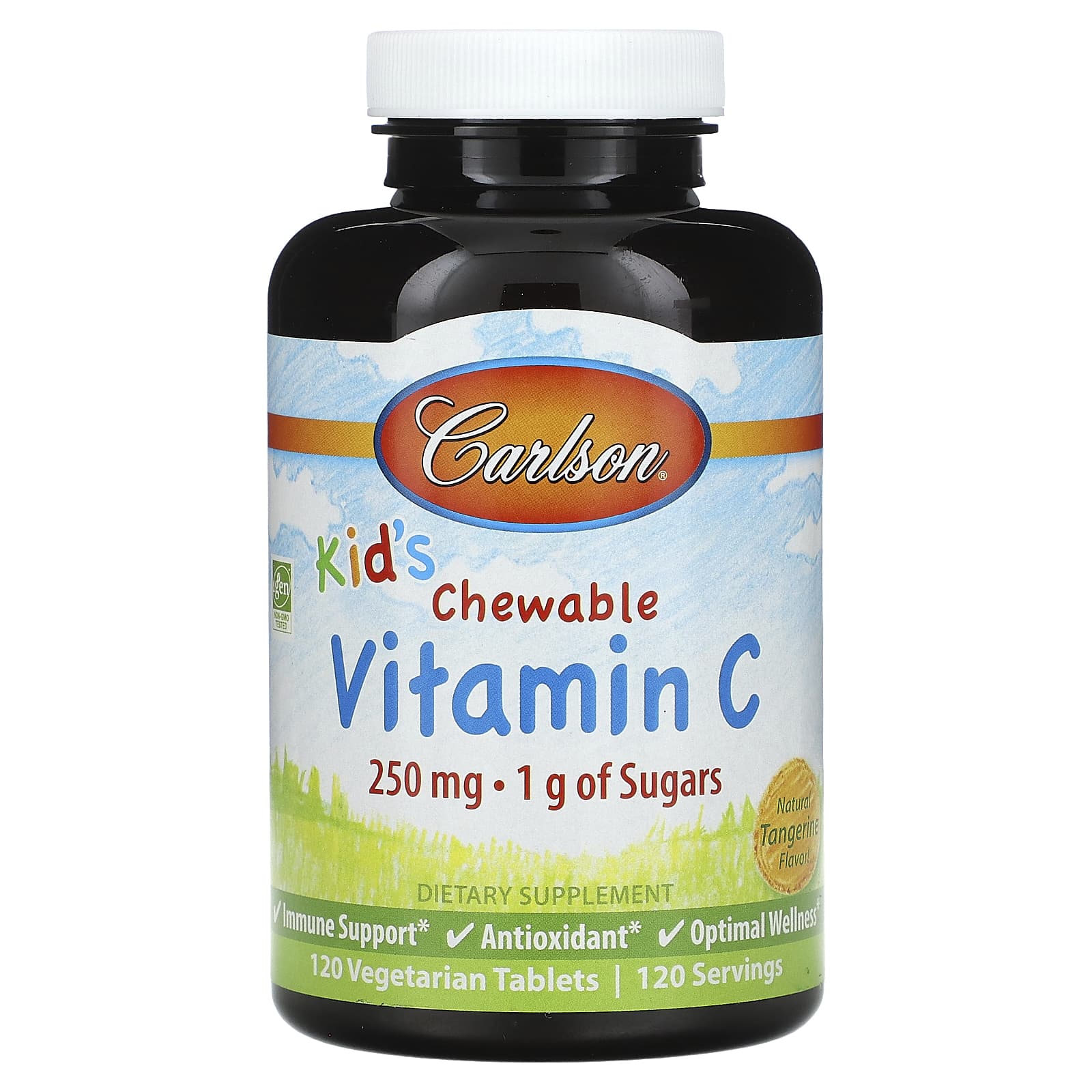 Carlson Kid's Chewable Vitamin C Natural Tangerine 250mg 120 Tablets - Image 1