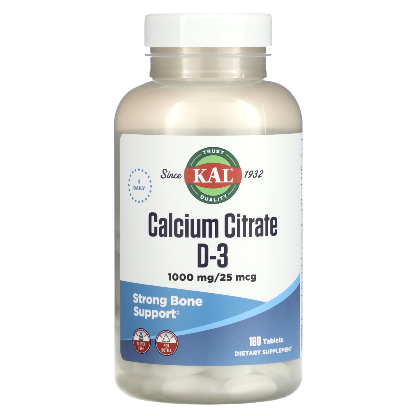 Calcium Citrate D-3 Supplement for Strong Bones & Teeth by KAL - Image 1