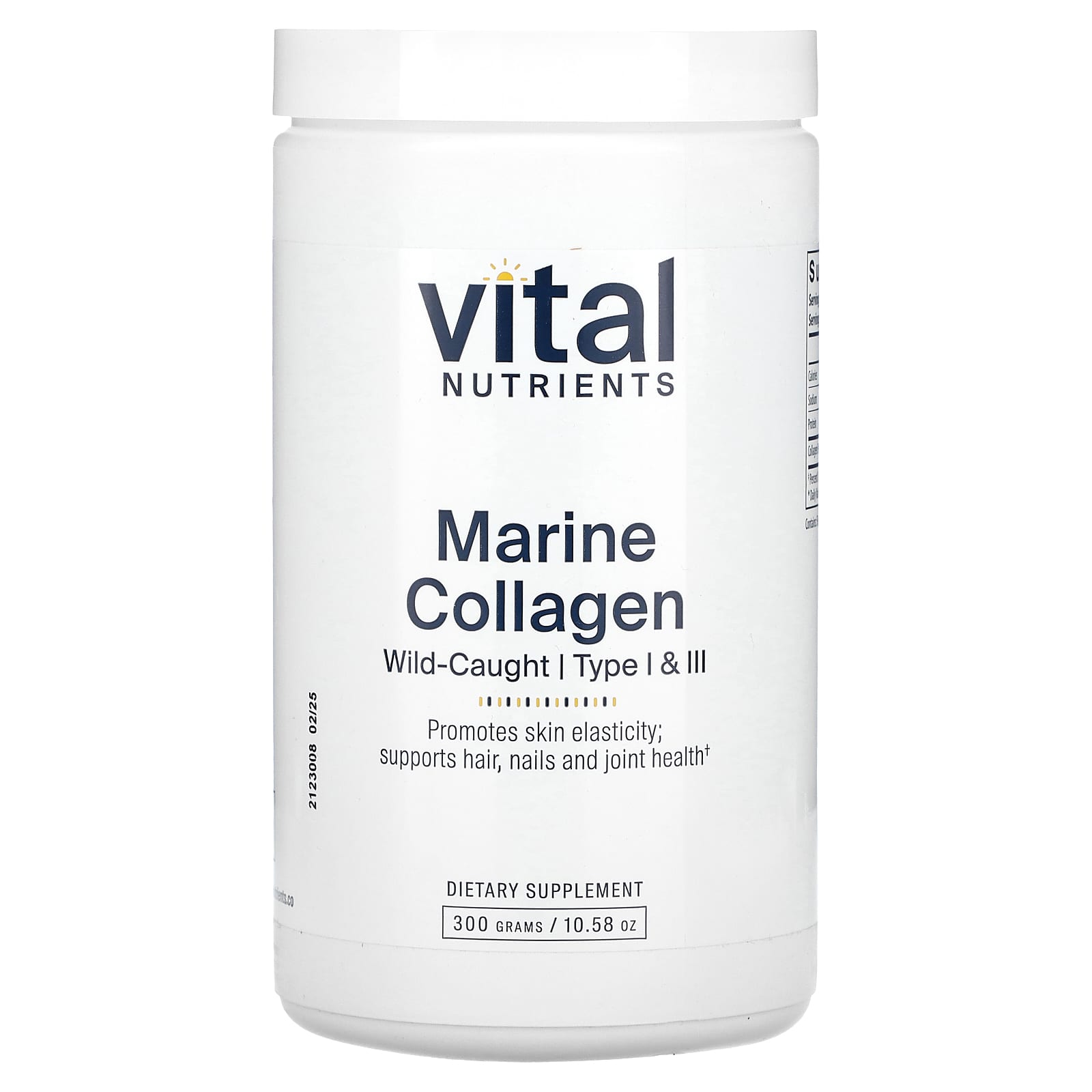 Vital Nutrients, Marine Collagen Wild-Caught, Type I & III, 10.58 oz (300 g) - Image 1