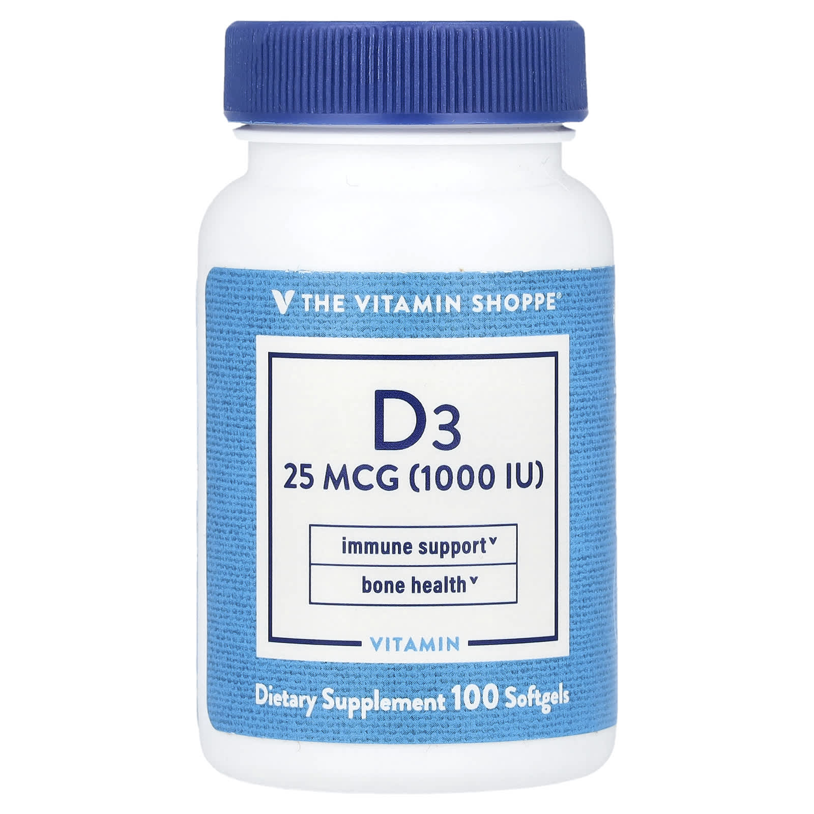 The Vitamin Shoppe, Vitamin D3, 25 mcg (1,000 IU), 100 Softgels - Image 1