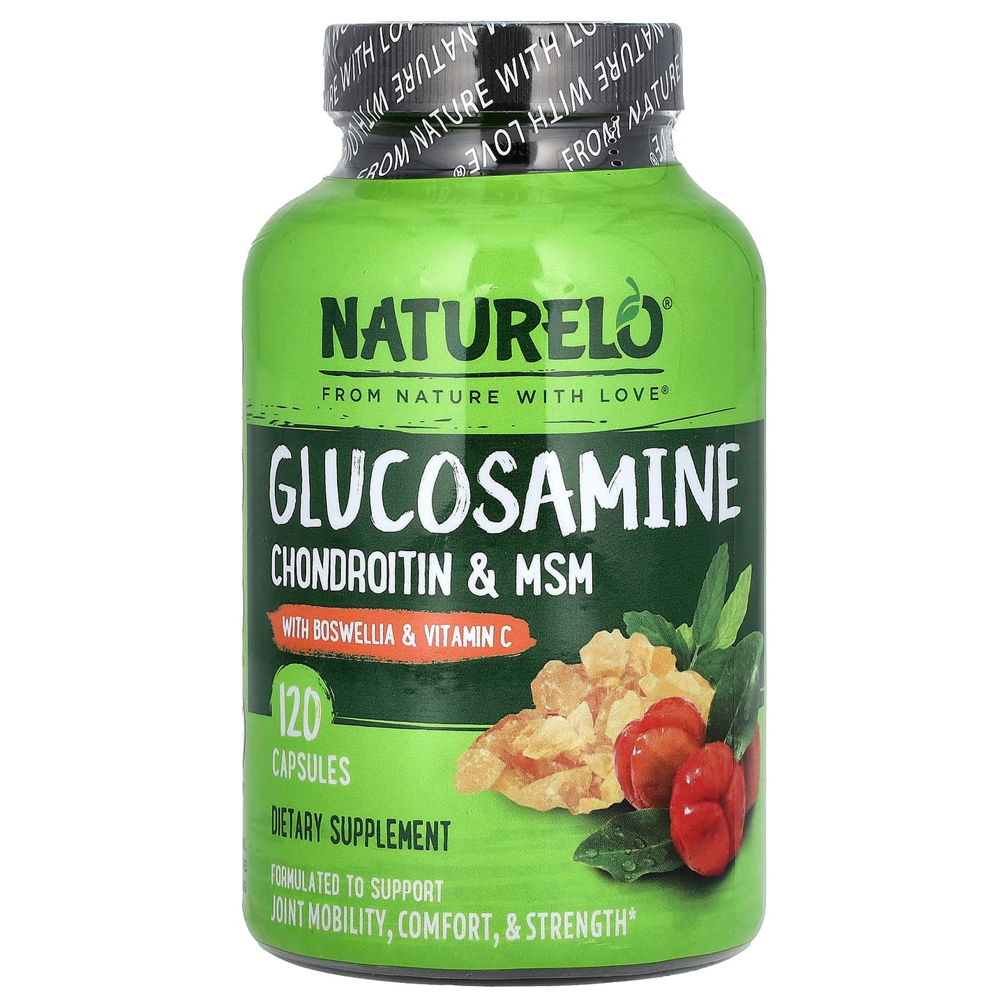 NATURELO, Glucosamine Chondroitin & MSM With Boswellia & Vitamin C, 120 Capsules - Image 1