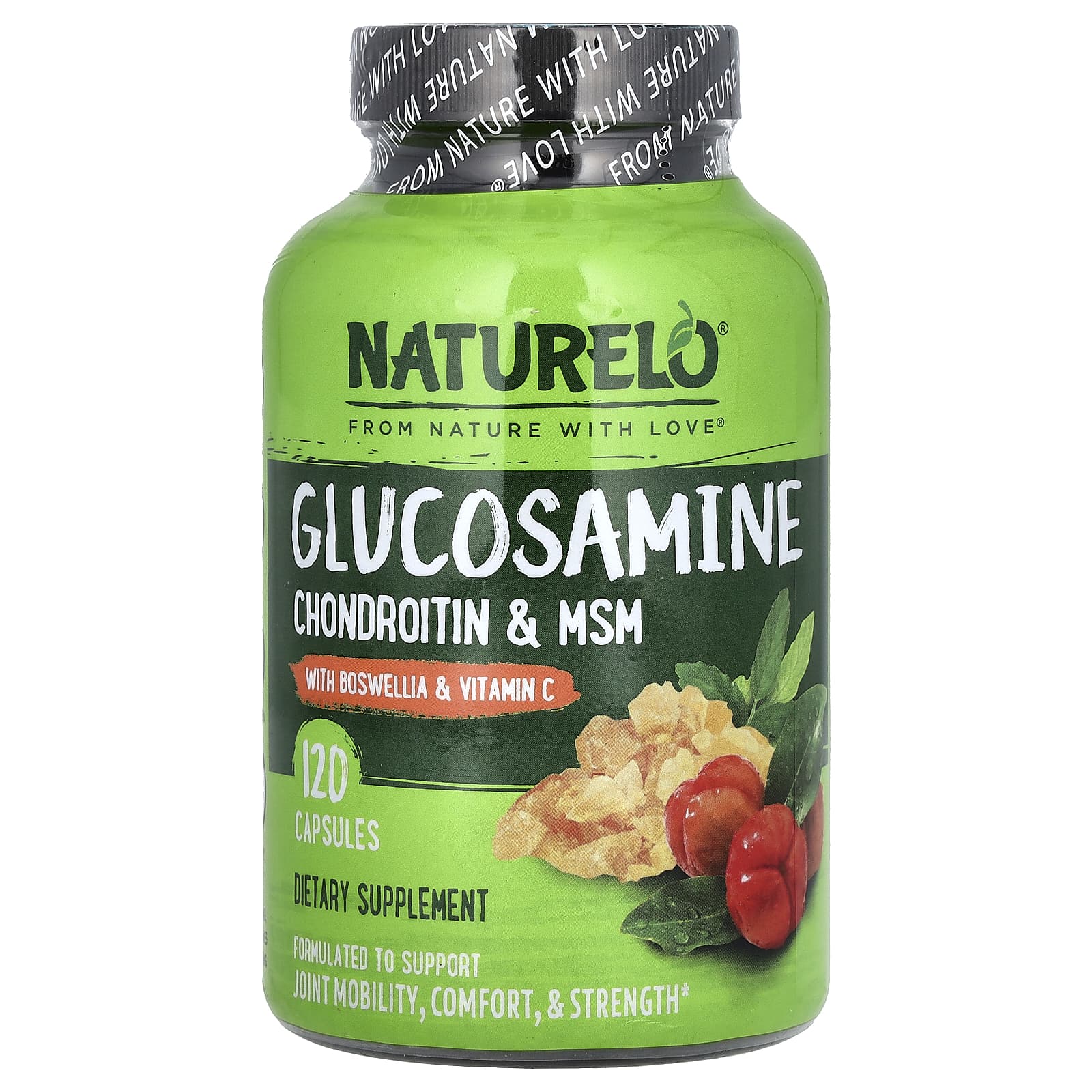 NATURELO, Glucosamine Chondroitin & MSM With Boswellia & Vitamin C, 120 Capsules - Image 1