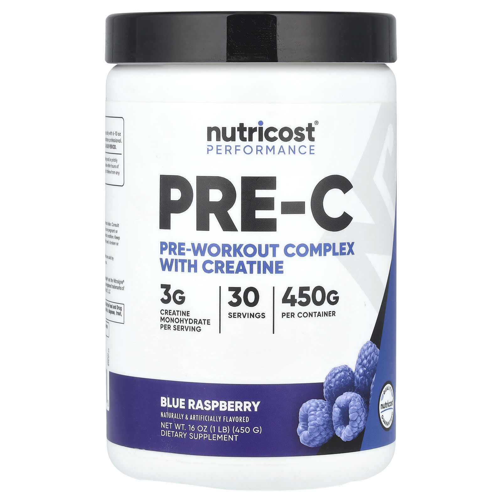 Nutricost, Performance, Pre-C, Pre-Workout Complex With Creatine, Blue Raspberry, 1 lb (450 g) - Image 1
