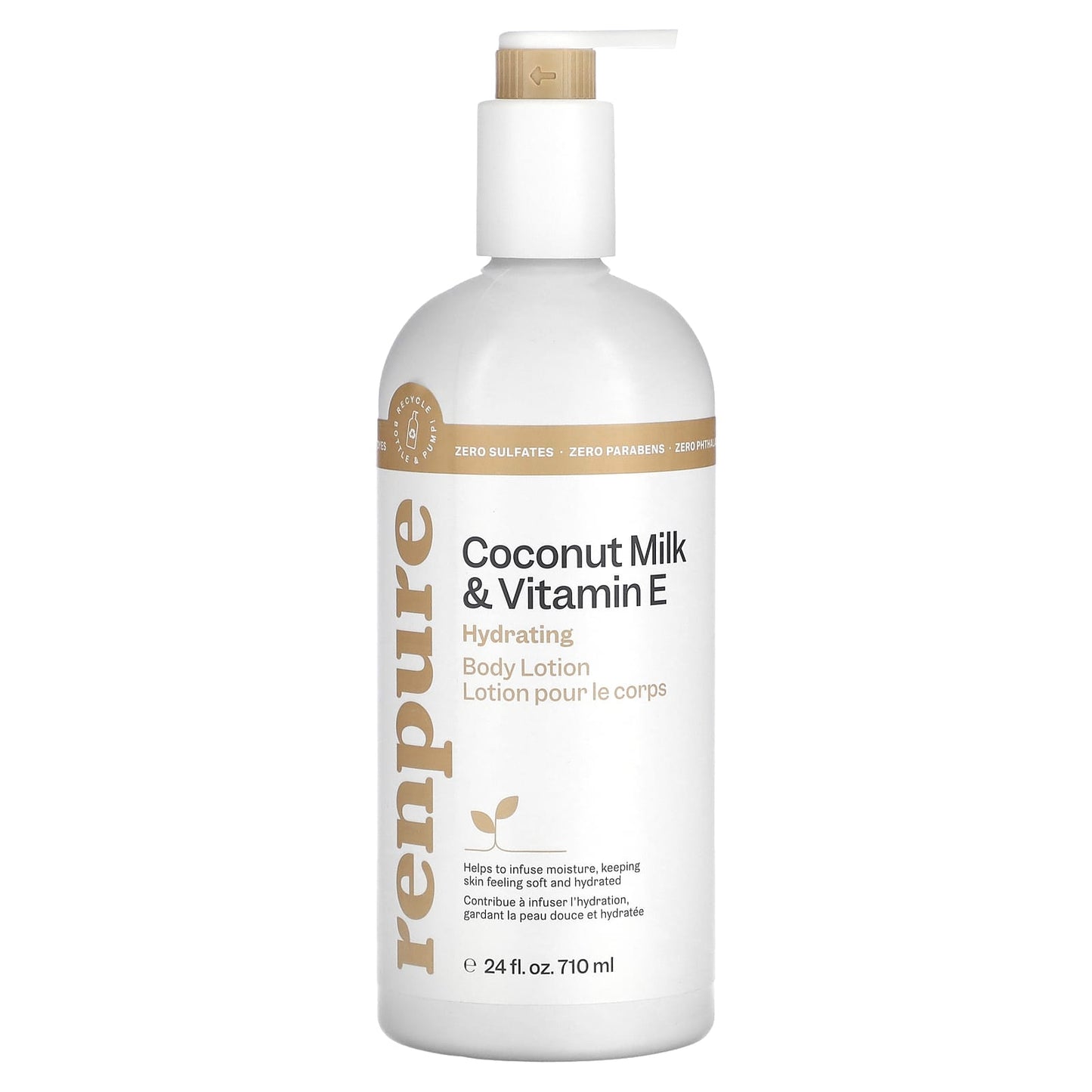 Renpure, Hydrating Body Lotion, Coconut Milk & Vitamin E, 24 fl oz (710 ml) - Image 1