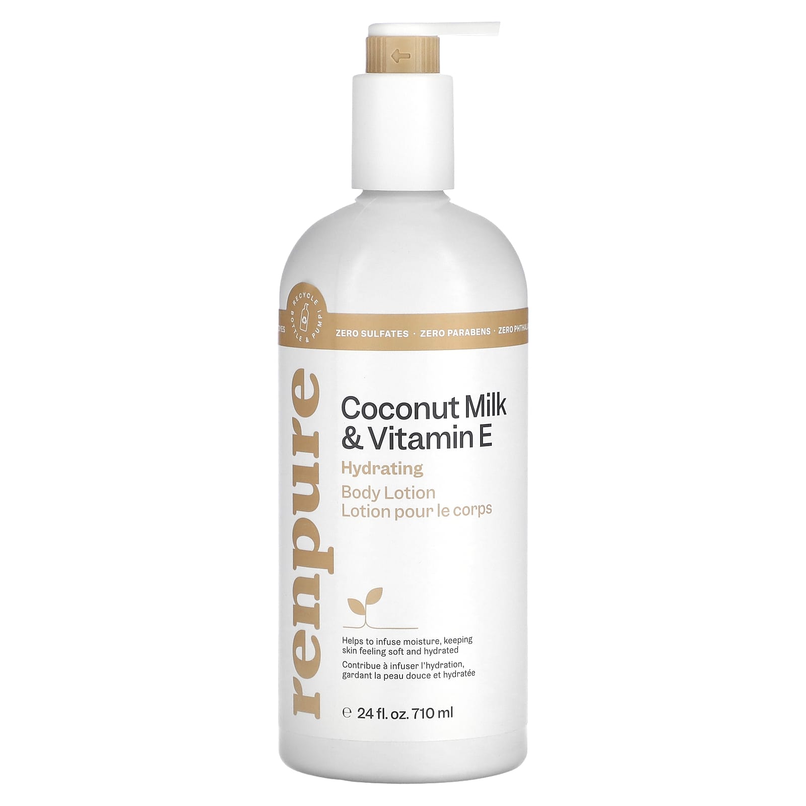 Renpure, Hydrating Body Lotion, Coconut Milk & Vitamin E, 24 fl oz (710 ml) - Image 1