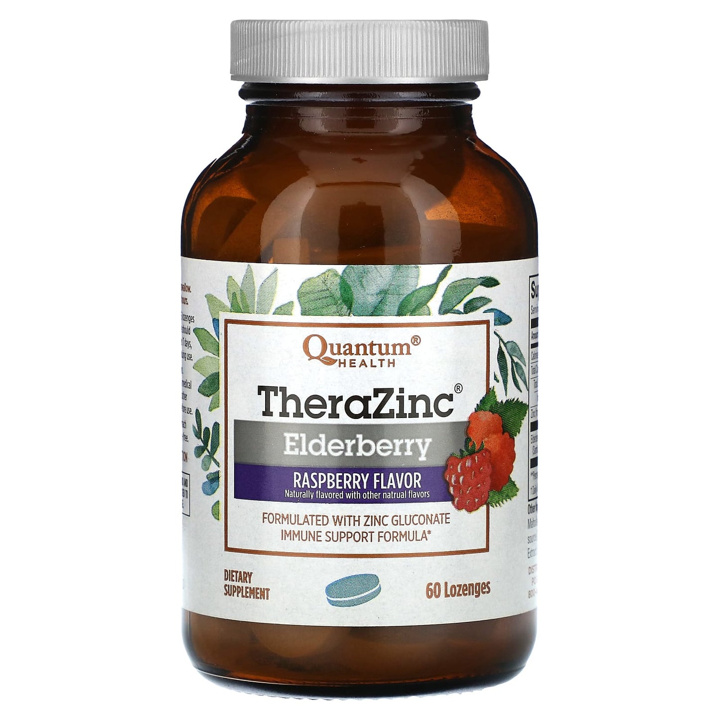Quantum Health, TheraZinc, Elderberry, Raspberry, 60 Lozenges - Image 1