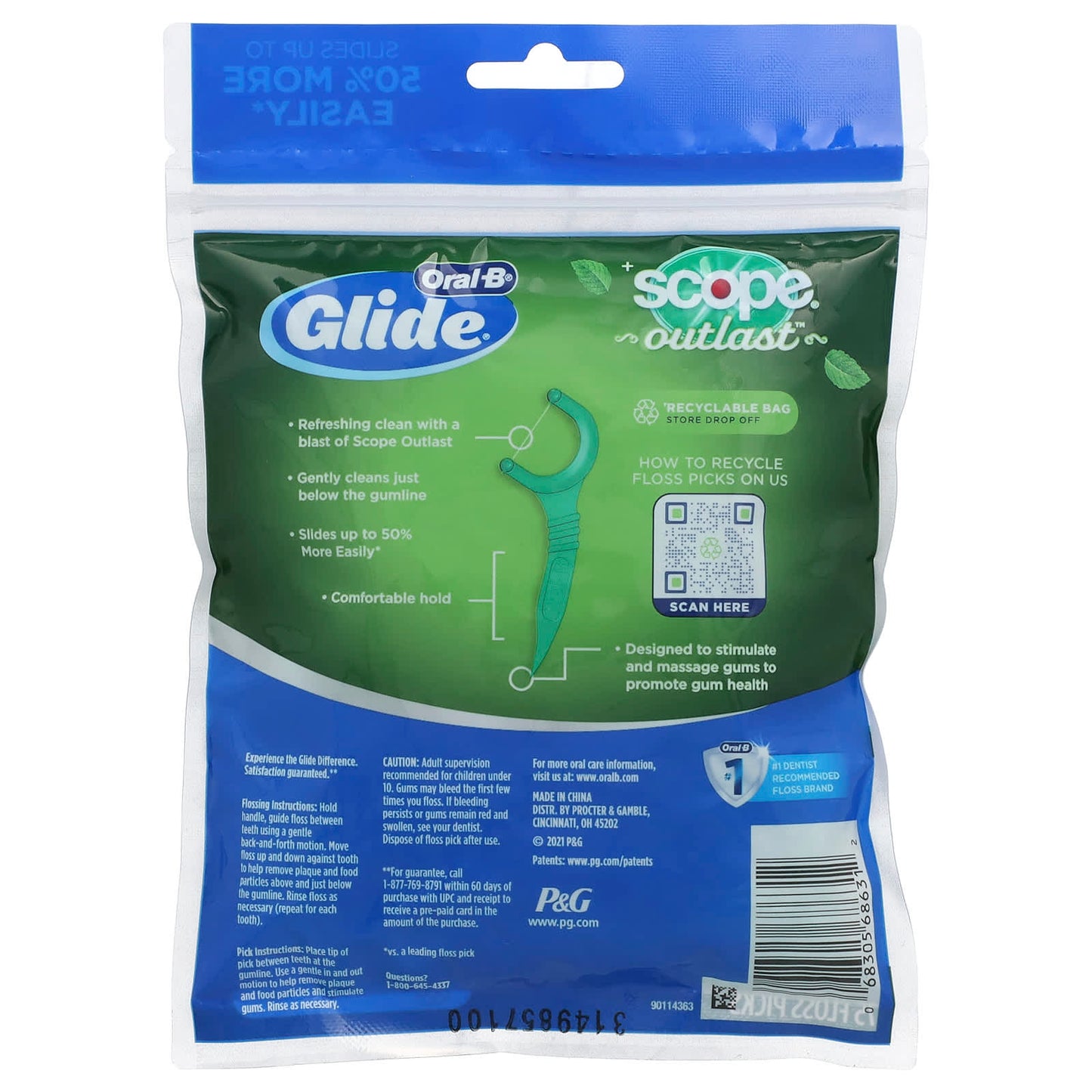 Oral-B, Glide, Scope® Outlast™ Floss Picks, Mint, 75 Floss Picks - Image 2