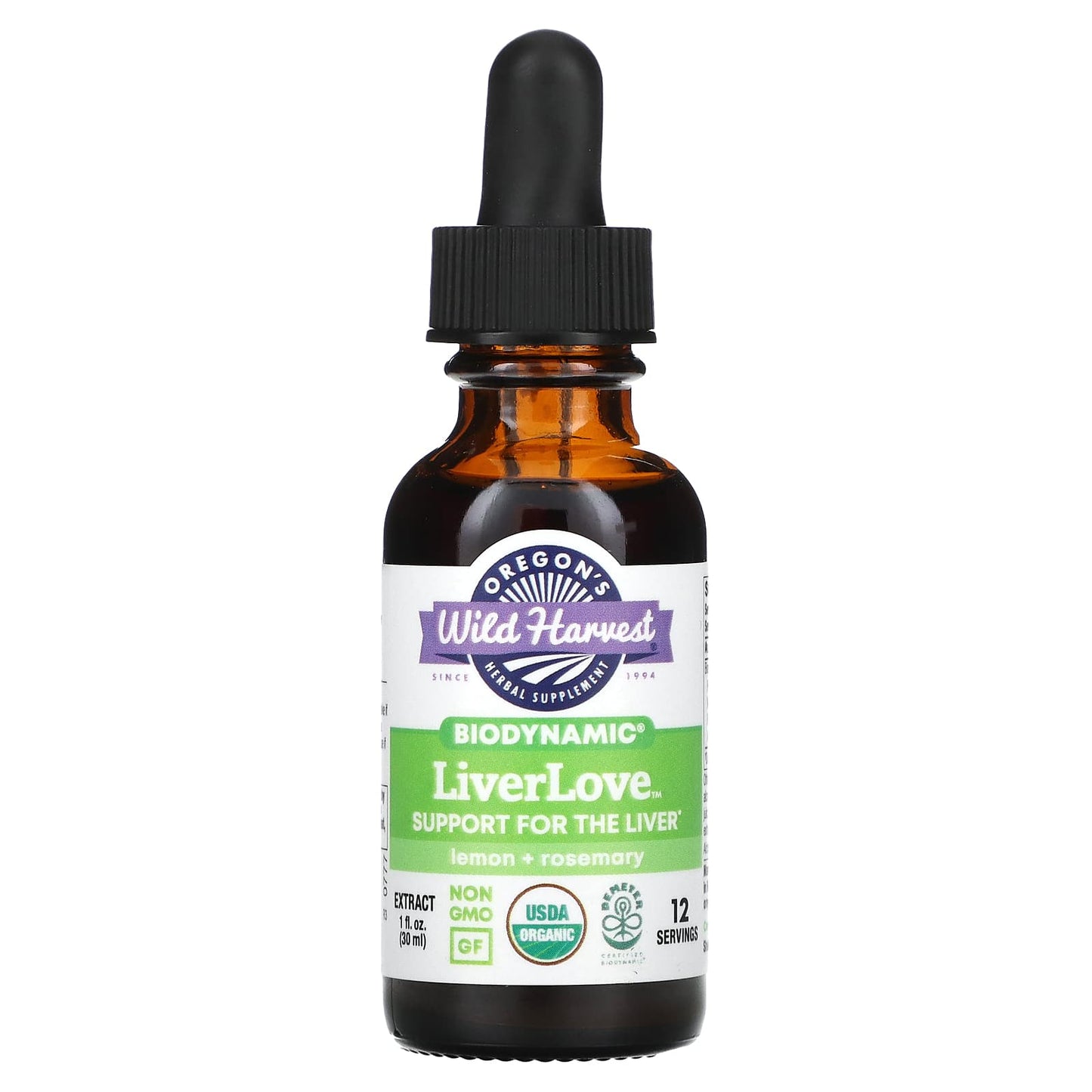 Oregon's Wild Harvest, LiverLove, Biodynamic, Lemon + Rosemary, 1 fl oz (30 ml) - Image 1