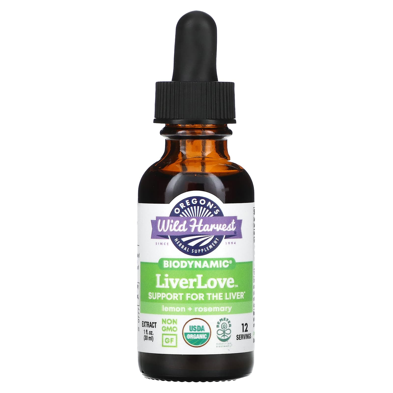 Oregon's Wild Harvest, LiverLove, Biodynamic, Lemon + Rosemary, 1 fl oz (30 ml) - Image 1