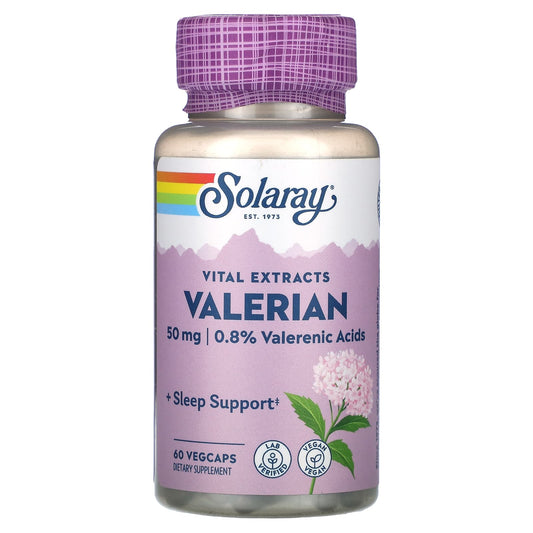 Solaray, Vital Extracts, Valerian, 60 VegCaps - Image 1