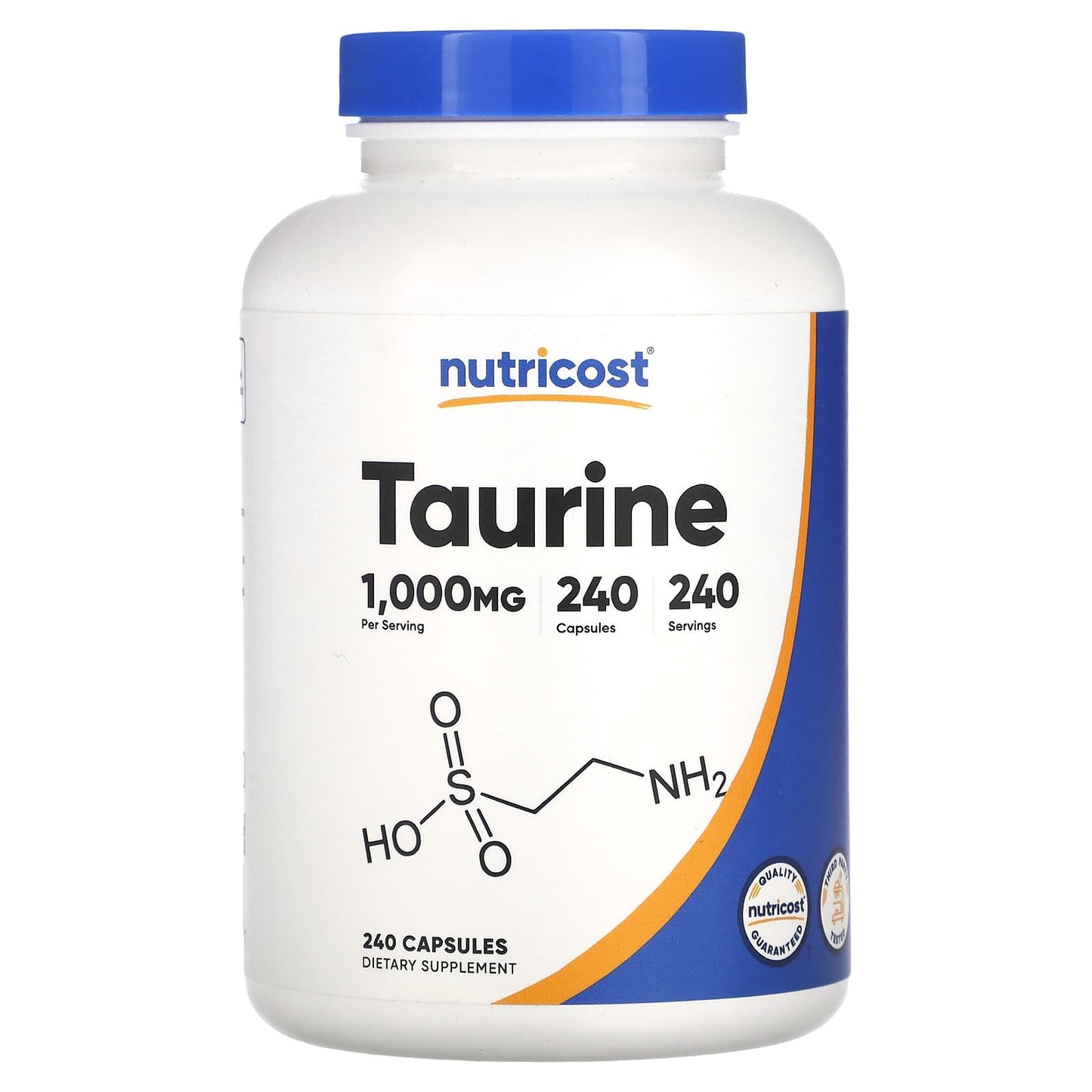 Nutricost, Taurine, 1,000 mg, 240 Capsules - Image 1