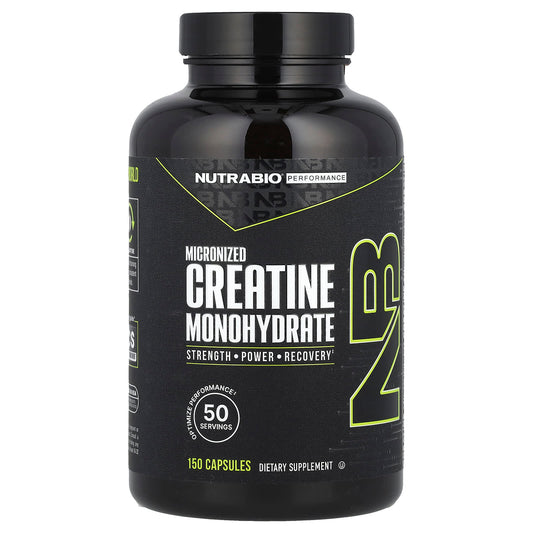 NutraBio, Performance, Micronized Creatine Monohydrate, 150 Capsules (833 mg per Capsule) - Image 1