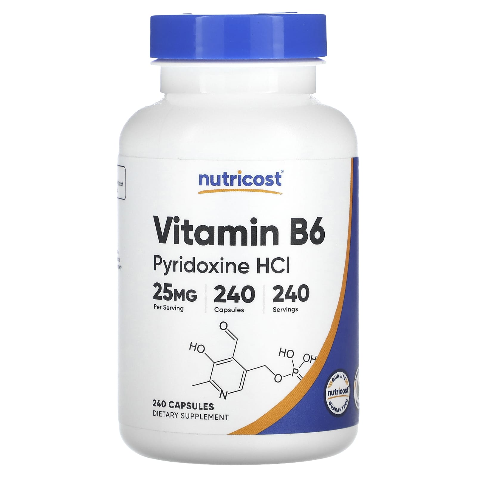 Nutricost, Vitamin B6, Pyridoxine HCl, 25 mg, 240 Capsules - Image 1