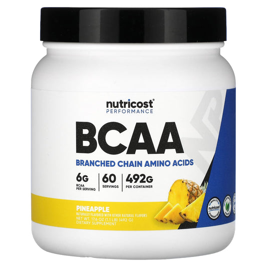 Nutricost, Performance, BCAA, Pineapple, 1.1 lb (492 g) - Image 1