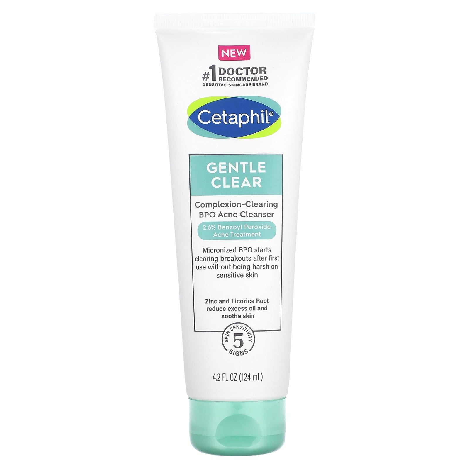 Cetaphil Gentle Acne Cleanser, Benzoyl Peroxide, 4.2 fl oz - Image 1