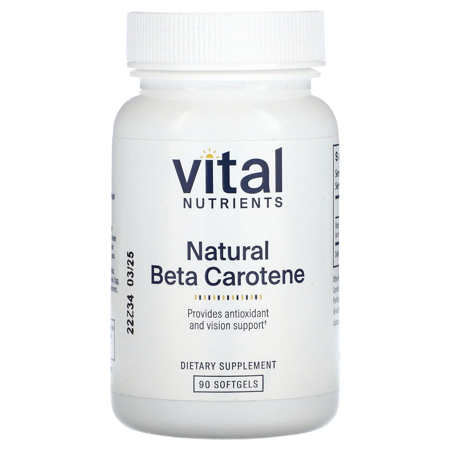 Vital Nutrients, Natural Beta Carotene, 90 Softgels (7,500 mcg RAE per Softgel) - Image 1