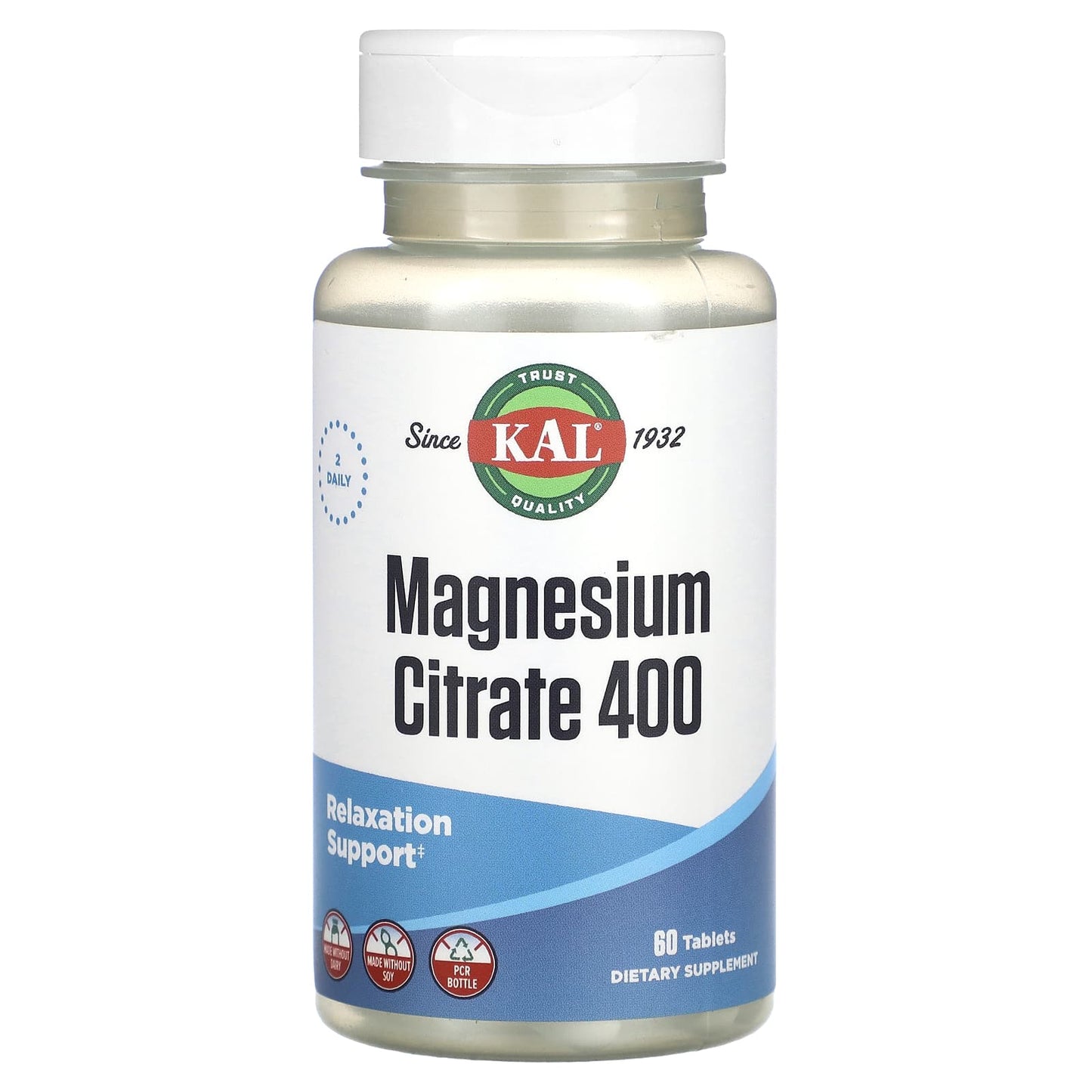 Magnesium Citrate 400mg, 60 Vegan Tablets by KAL - Image 1