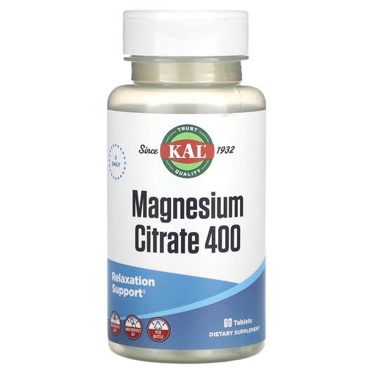 Magnesium Citrate 400mg, 60 Vegan Tablets by KAL - Image 1
