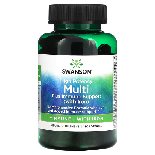 Swanson, Multi Plus Immune Support with Iron, High Potency, 120 Softgels - Image 1